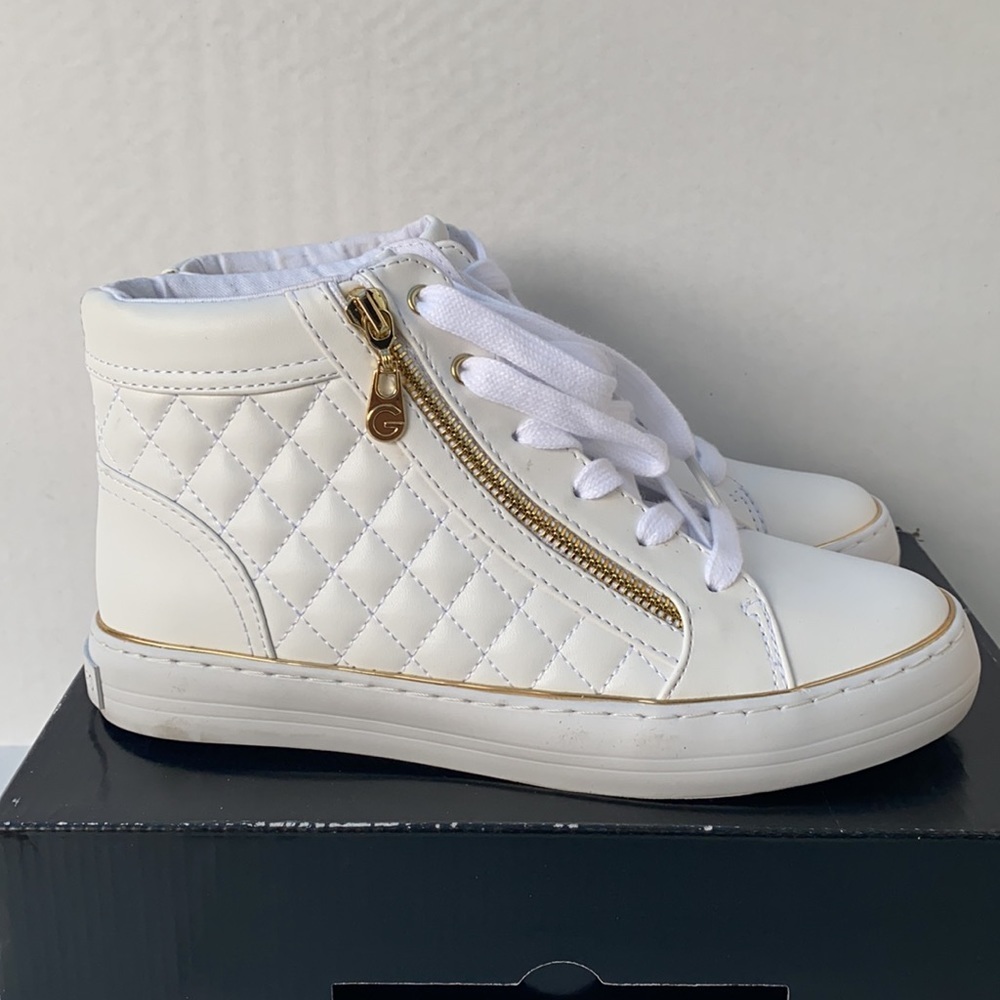 New G by Guess White Gatsin High Top Sneakers SZ 8 - Picture 5 of 8